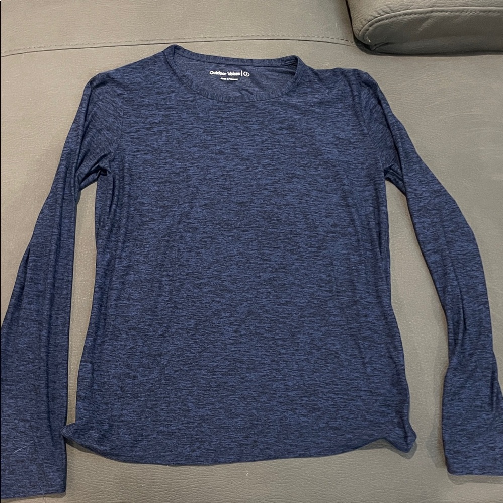 Outdoor Voices Heathered Navy Long Sleeve Top